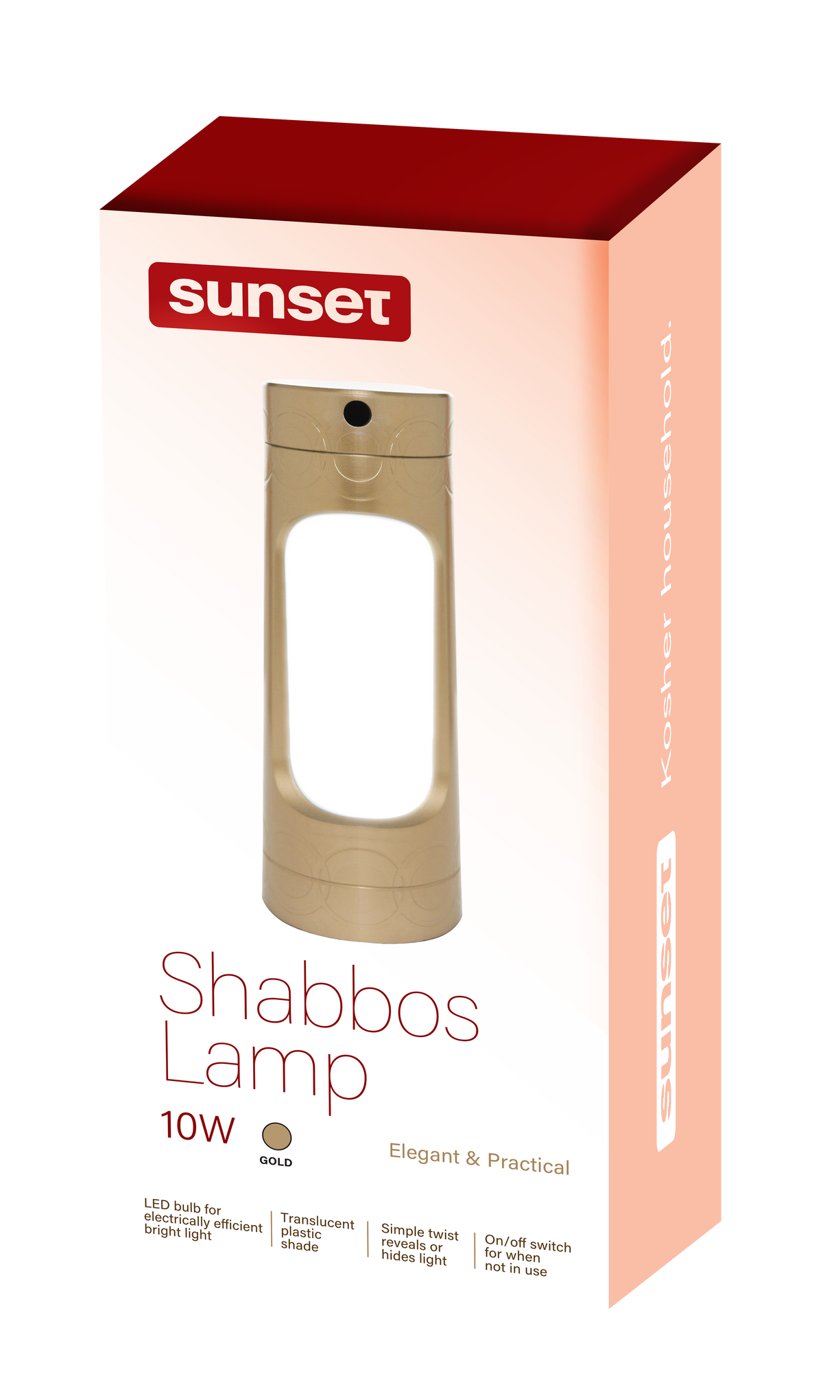 Shabbos Lamp Gold 3 10case