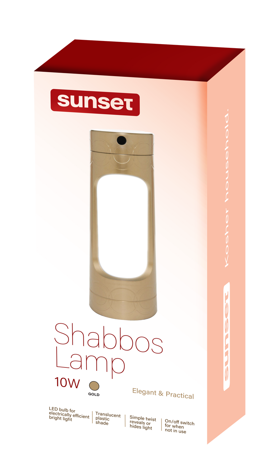 Shabbos Lamp Gold 3 10case