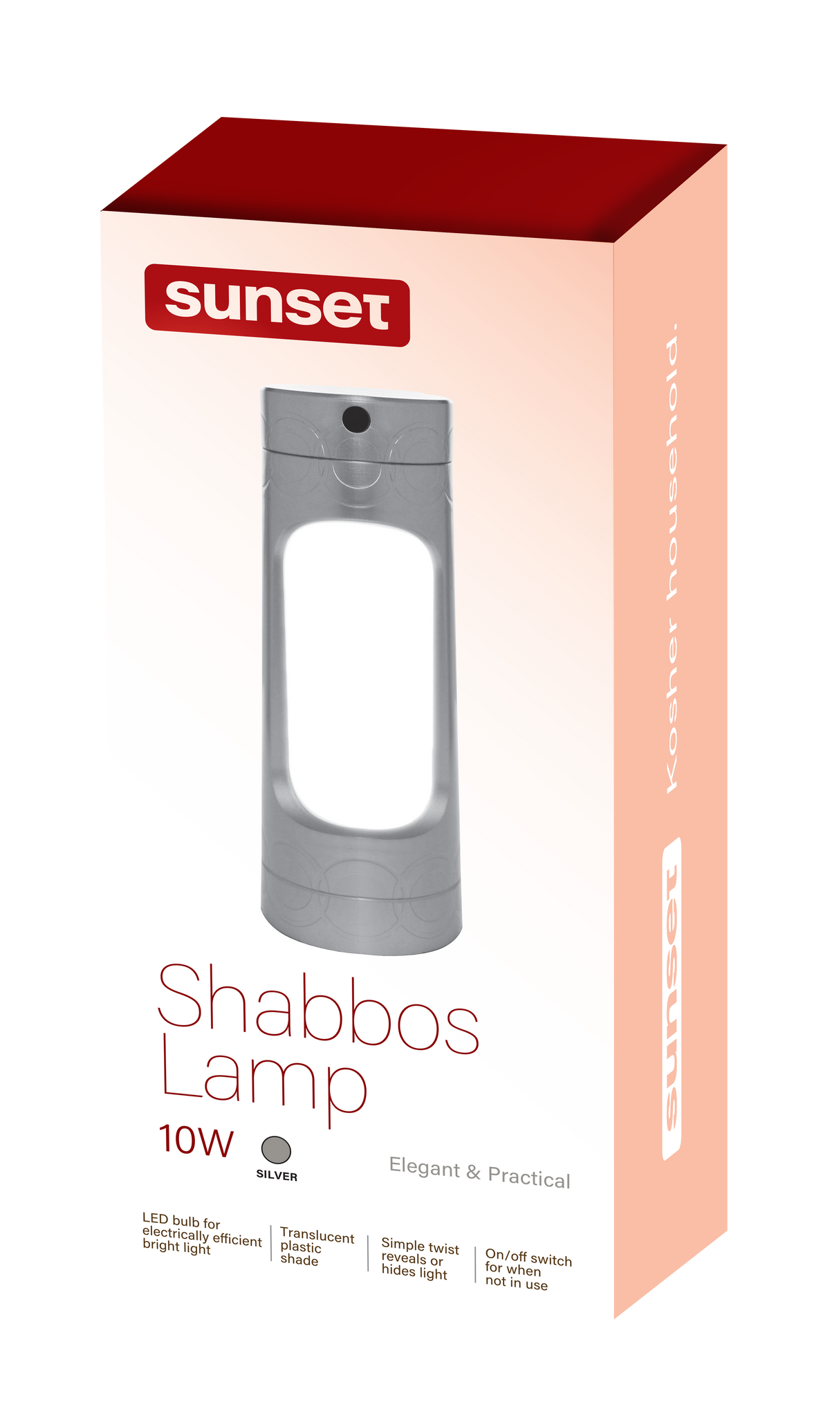 Shabbos Lamp Silver 3 10case