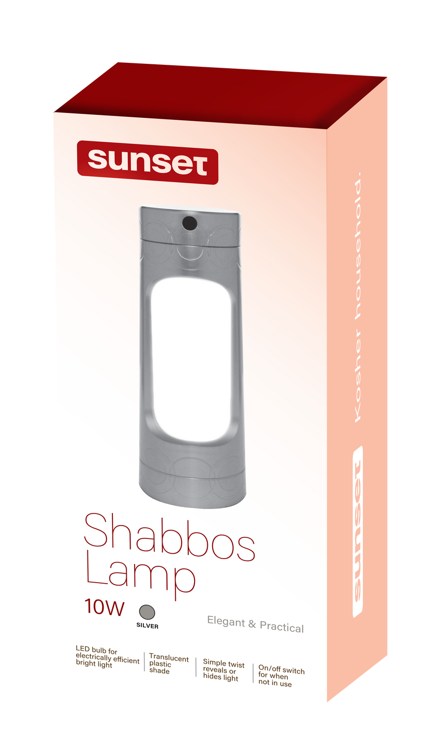Shabbos Lamp Silver 3 10case