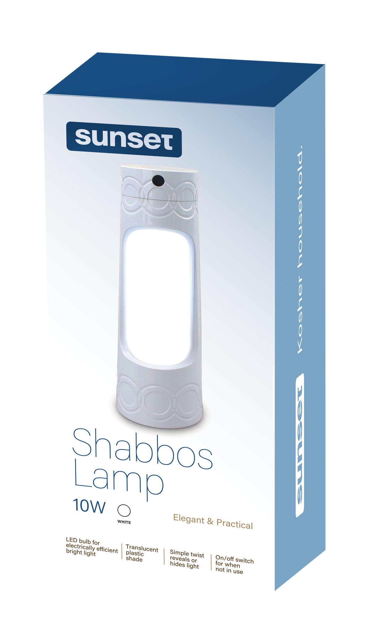 Shabbos Lamp White 3 10/cs