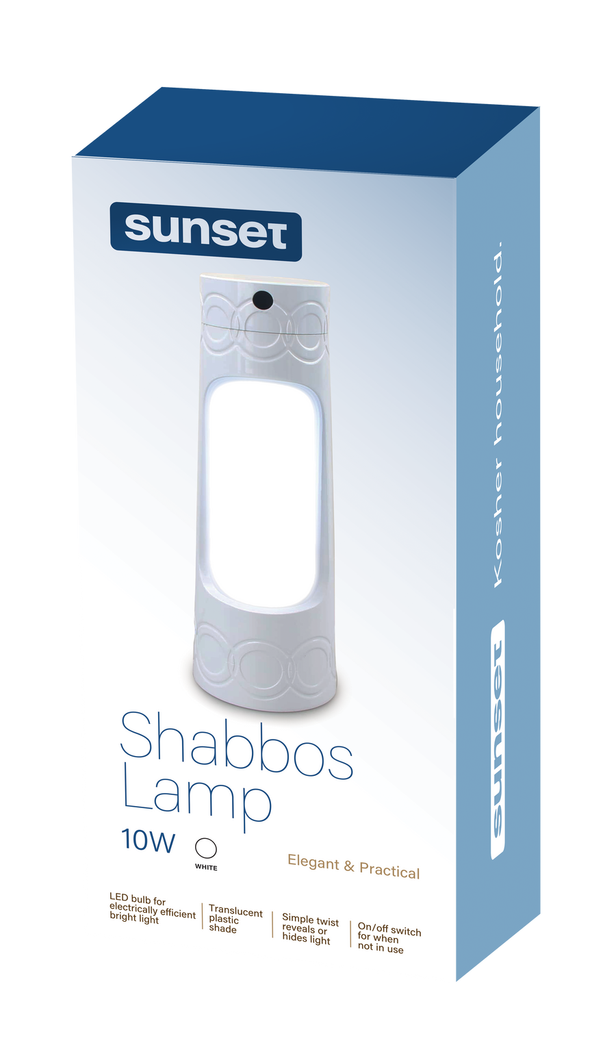 Shabbos Lamp White 3 10/cs